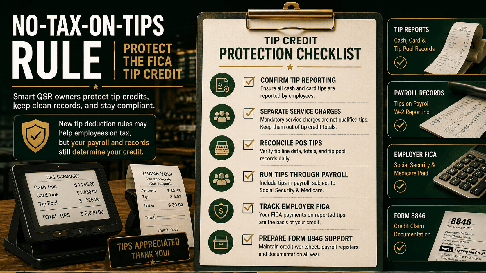 The No-Tax-on-Tips Rule Explained: What QSR Owners Must Do Right Now to Protect the FICA Tip Credit