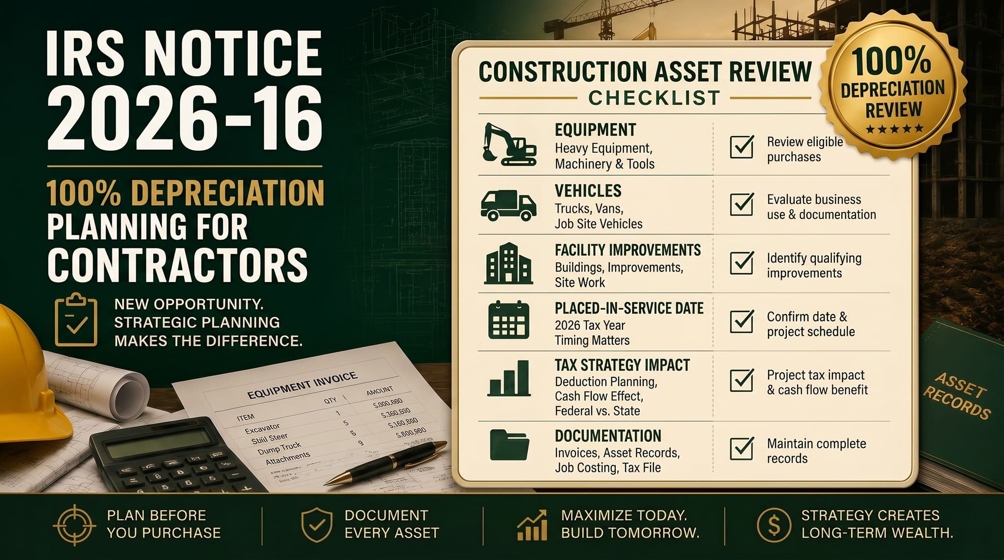 IRS Notice 2026-16: La Depreciación del 100% Es Ahora Realidad para Construcción